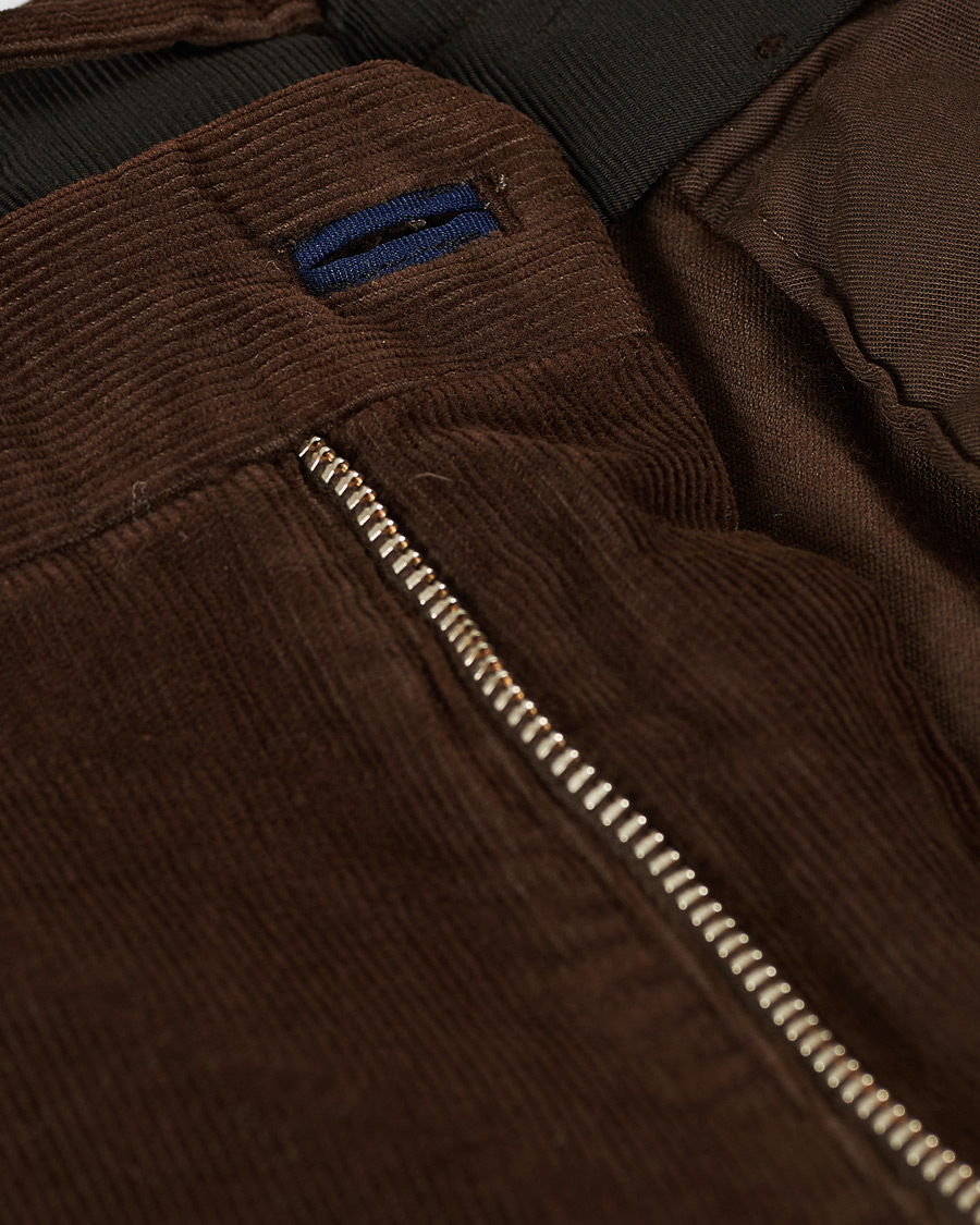 Uomini | Pantaloni | Incotex | Slim Fit Corduroy Trousers Dark Brown