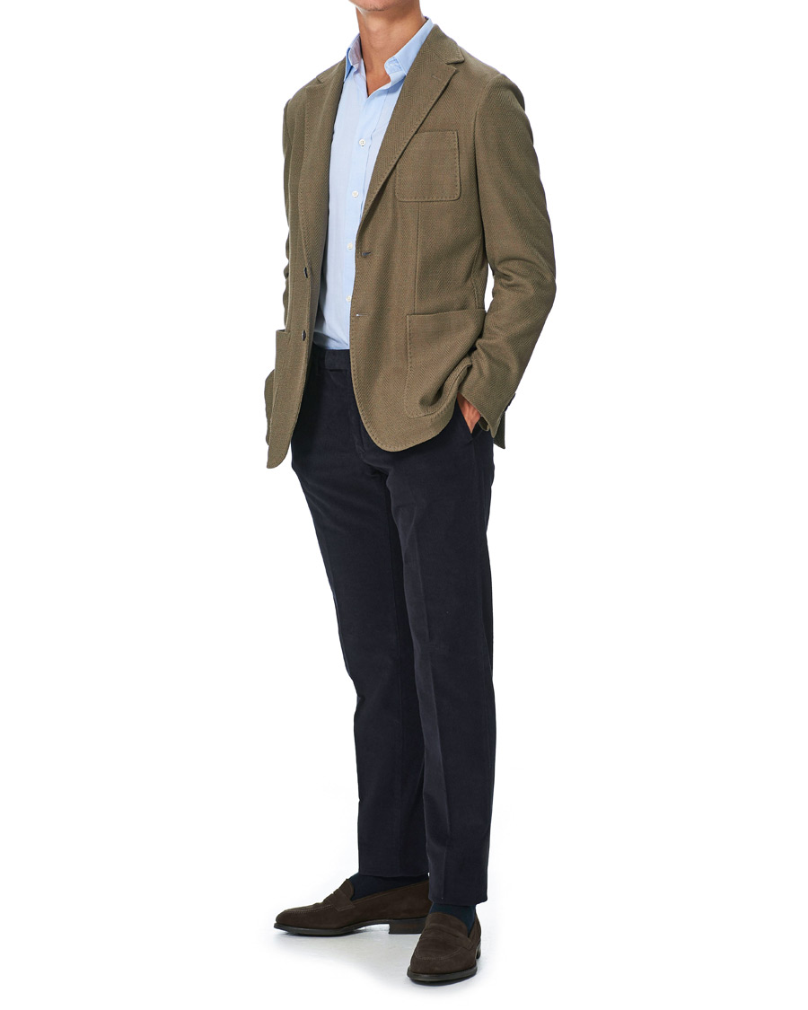 Uomini | Pantaloni | Incotex | Slim Fit Corduroy Trousers Navy