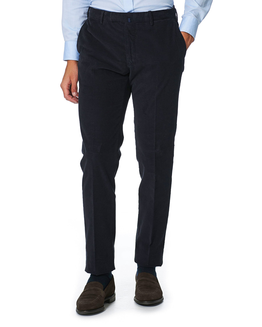 Uomini | Pantaloni | Incotex | Slim Fit Corduroy Trousers Navy