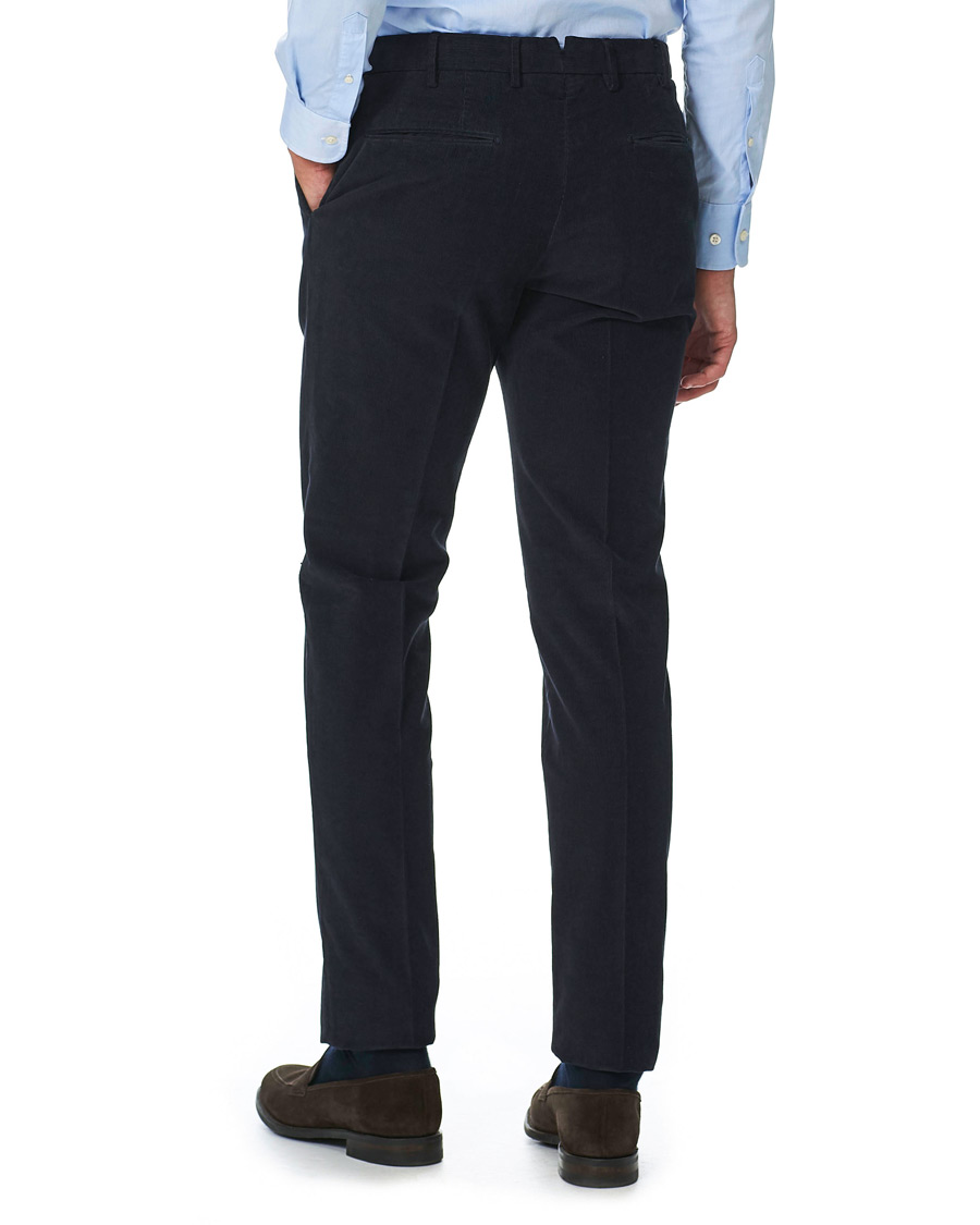 Uomini | Pantaloni | Incotex | Slim Fit Corduroy Trousers Navy