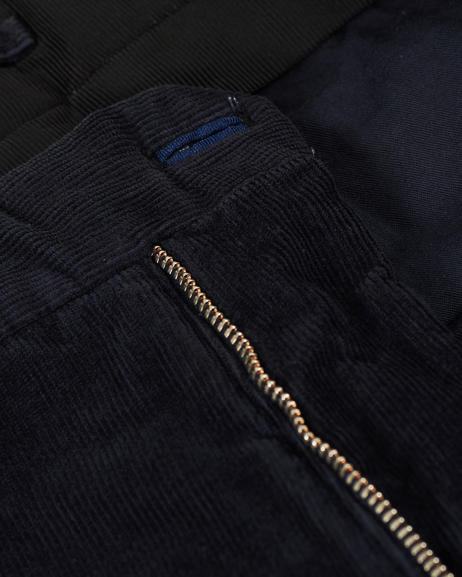 Uomini | Pantaloni | Incotex | Slim Fit Corduroy Trousers Navy