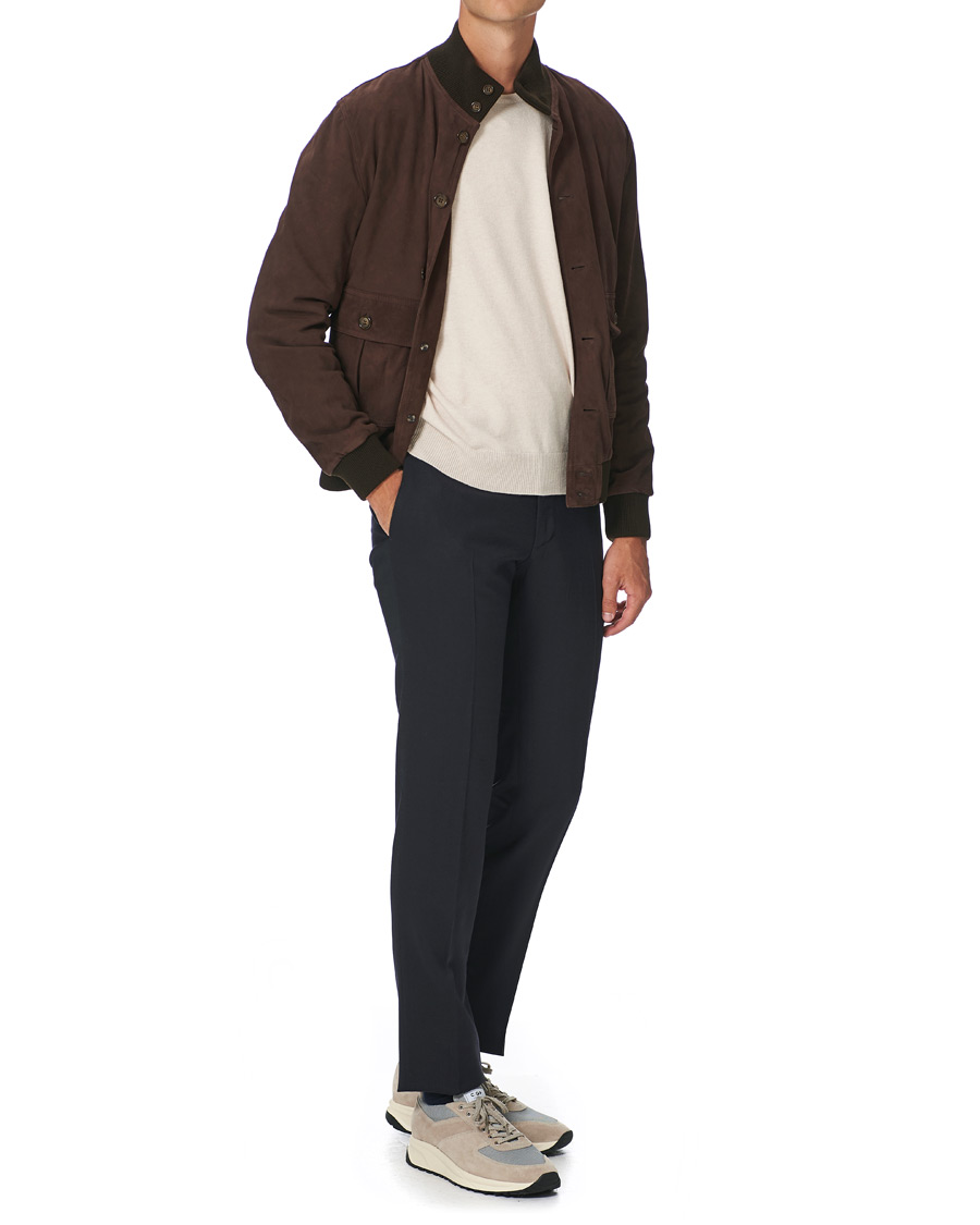 Uomini | Pantaloni | Incotex | Slim Fit Washable Flannel Trousers Navy