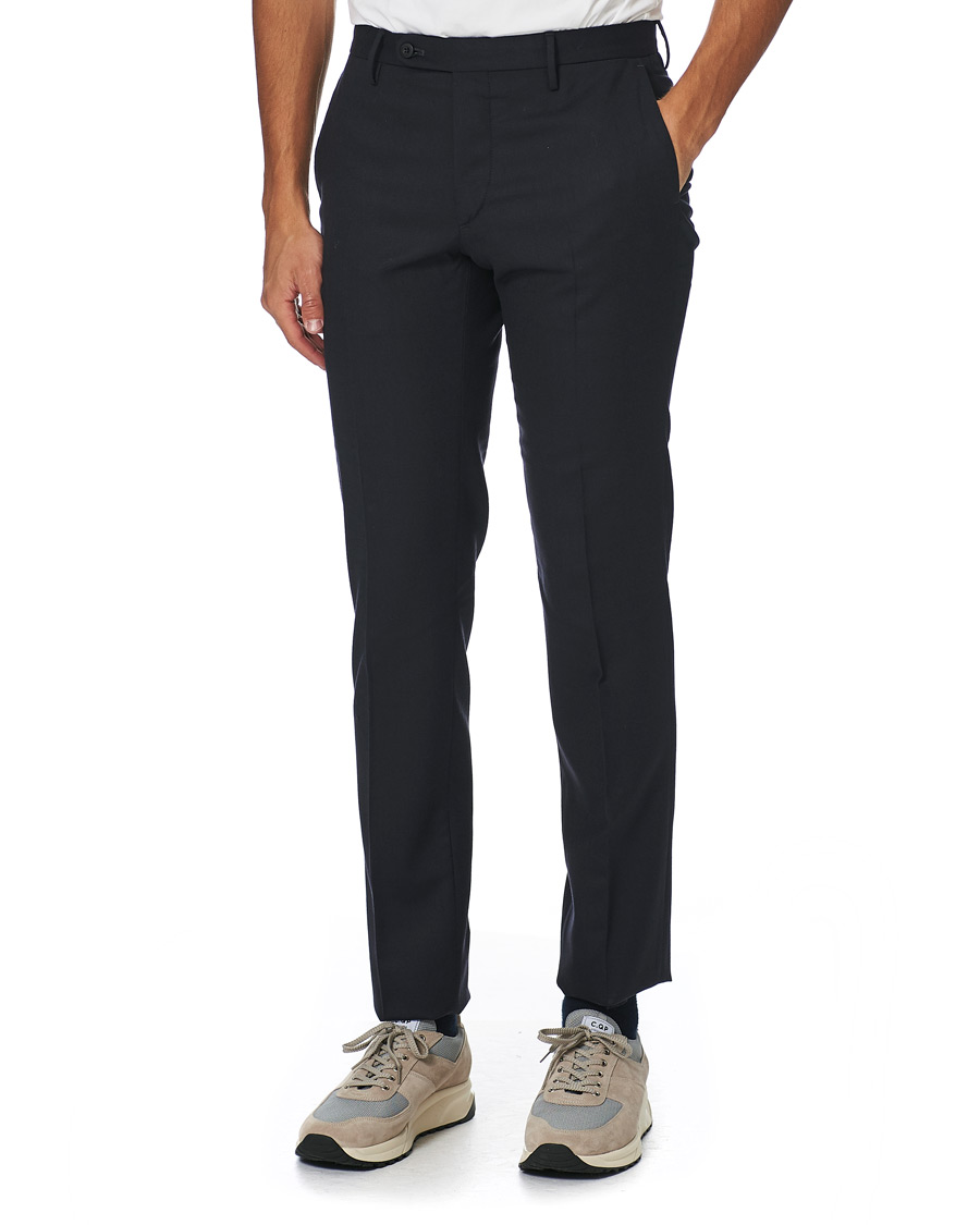 Uomini | Pantaloni | Incotex | Slim Fit Washable Flannel Trousers Navy