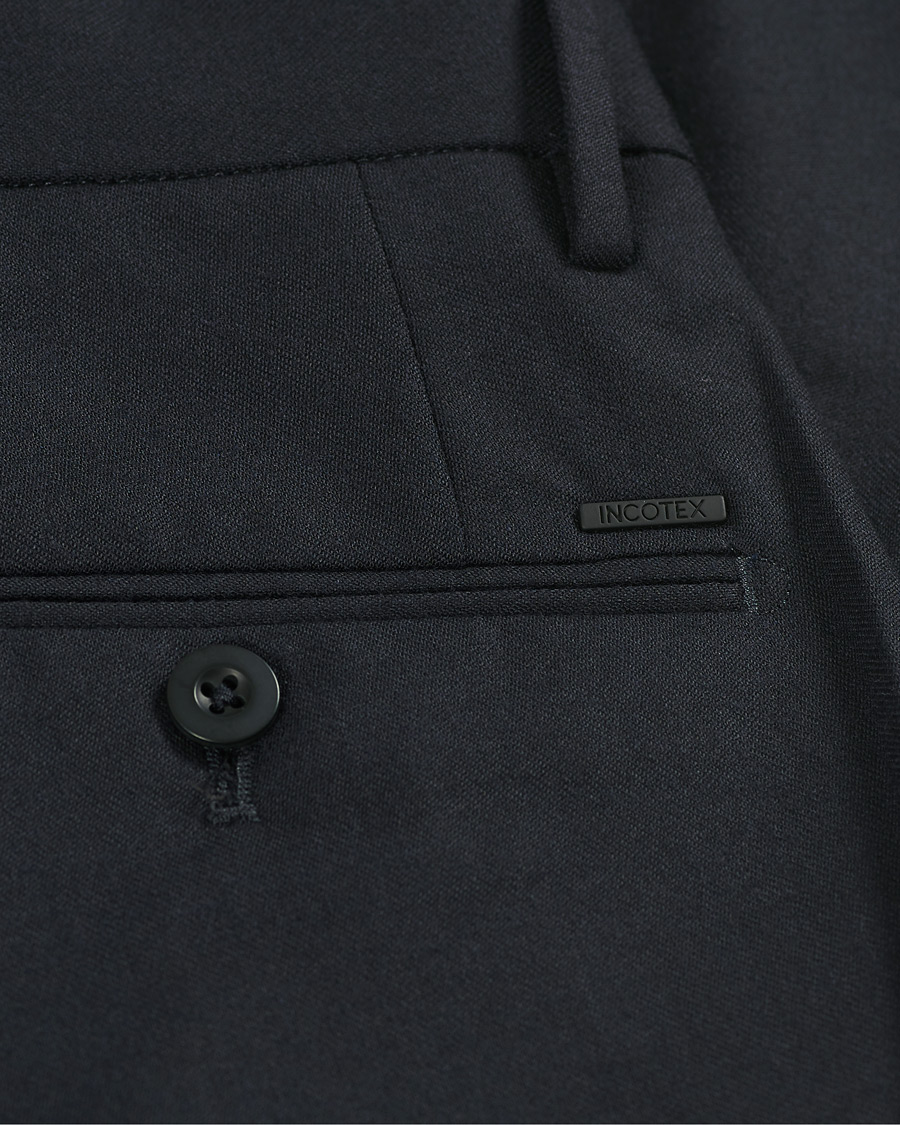 Uomini | Pantaloni | Incotex | Slim Fit Washable Flannel Trousers Navy