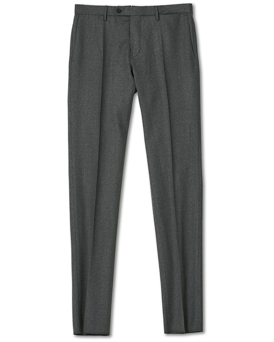 Uomini | Pantaloni | Incotex | Slim Fit Washable Flannel Trousers Grey Melange