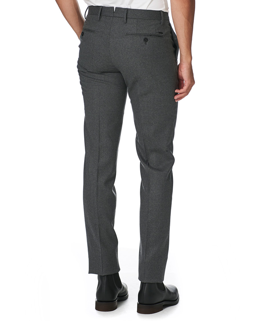 Uomini | Pantaloni | Incotex | Slim Fit Washable Flannel Trousers Grey Melange