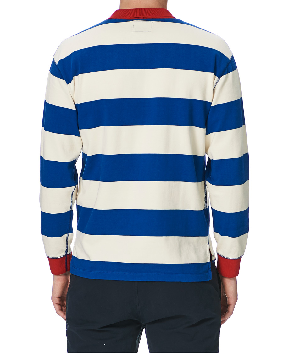 Uomini | T-shirt | Drake's | Mock Collar Long Sleeve Tee Blue/White