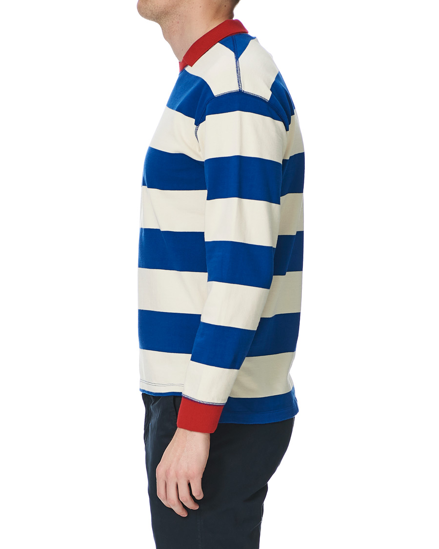 Uomini | T-shirt | Drake's | Mock Collar Long Sleeve Tee Blue/White