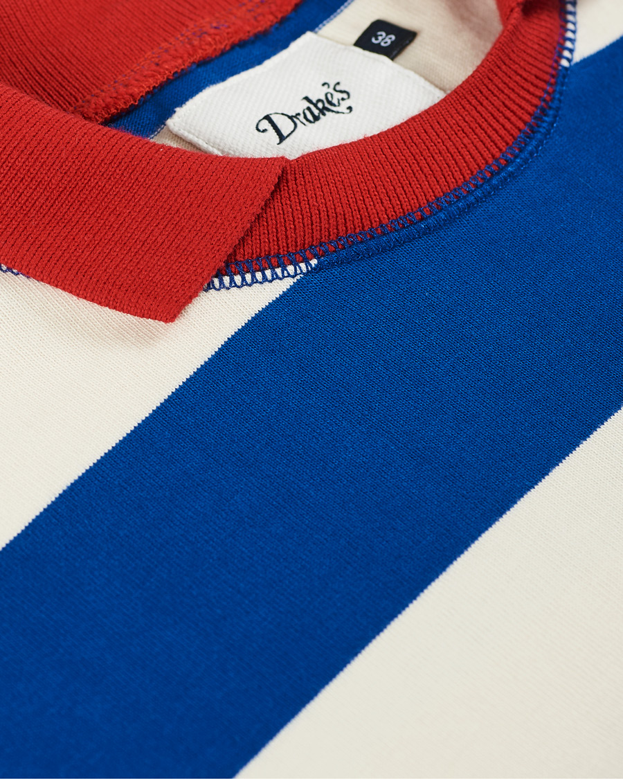 Uomini | T-shirt | Drake's | Mock Collar Long Sleeve Tee Blue/White