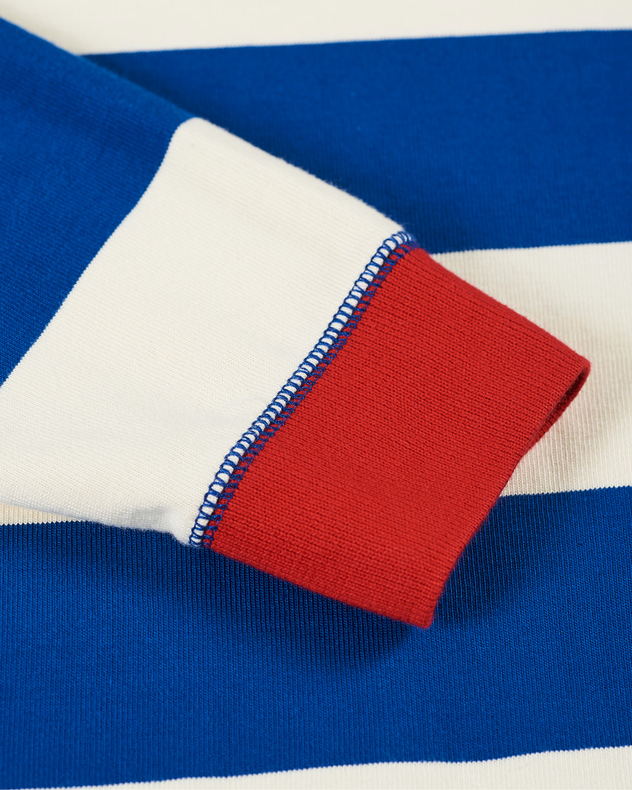 Uomini | T-shirt | Drake's | Mock Collar Long Sleeve Tee Blue/White