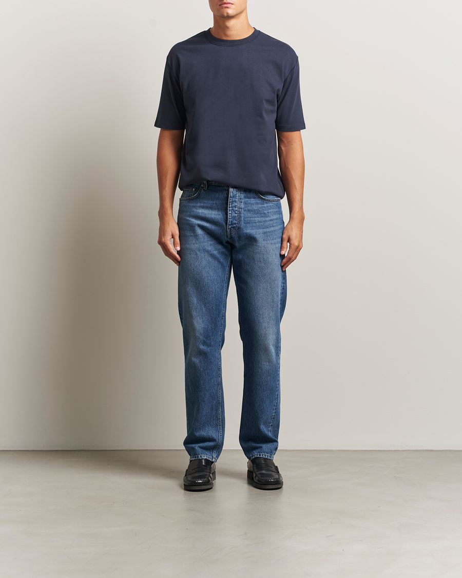 Uomini | T-shirt | Drake's | Short Sleeve Hiking T-Shirt Navy