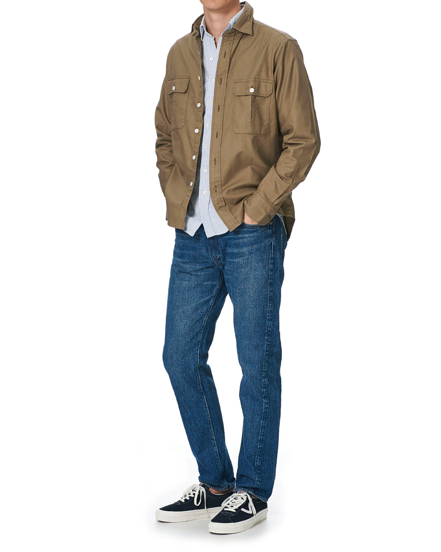 Uomini | Camicie | Drake's | Two Pocket Cotton Work Shirt Khaki