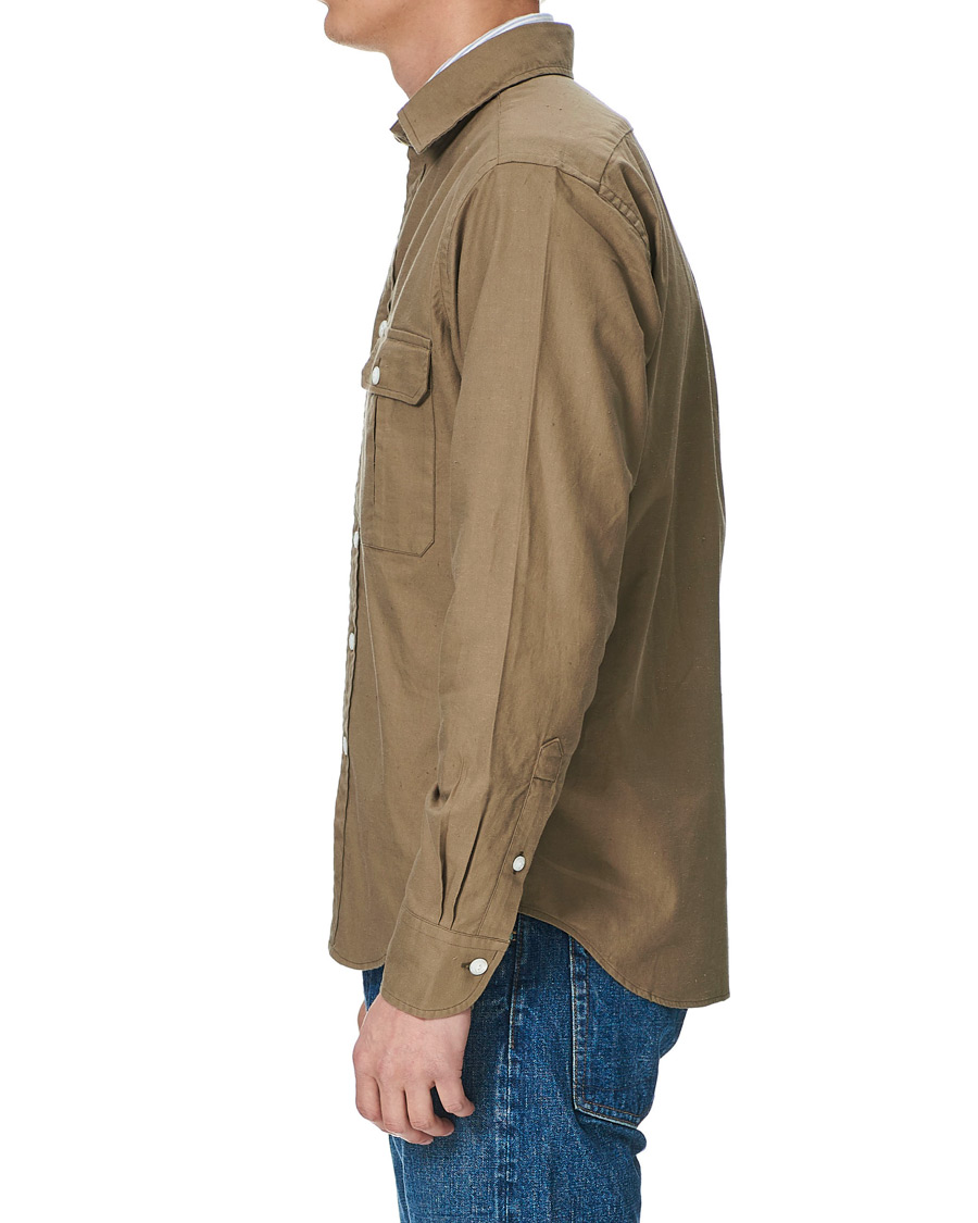 Uomini | Camicie | Drake's | Two Pocket Cotton Work Shirt Khaki
