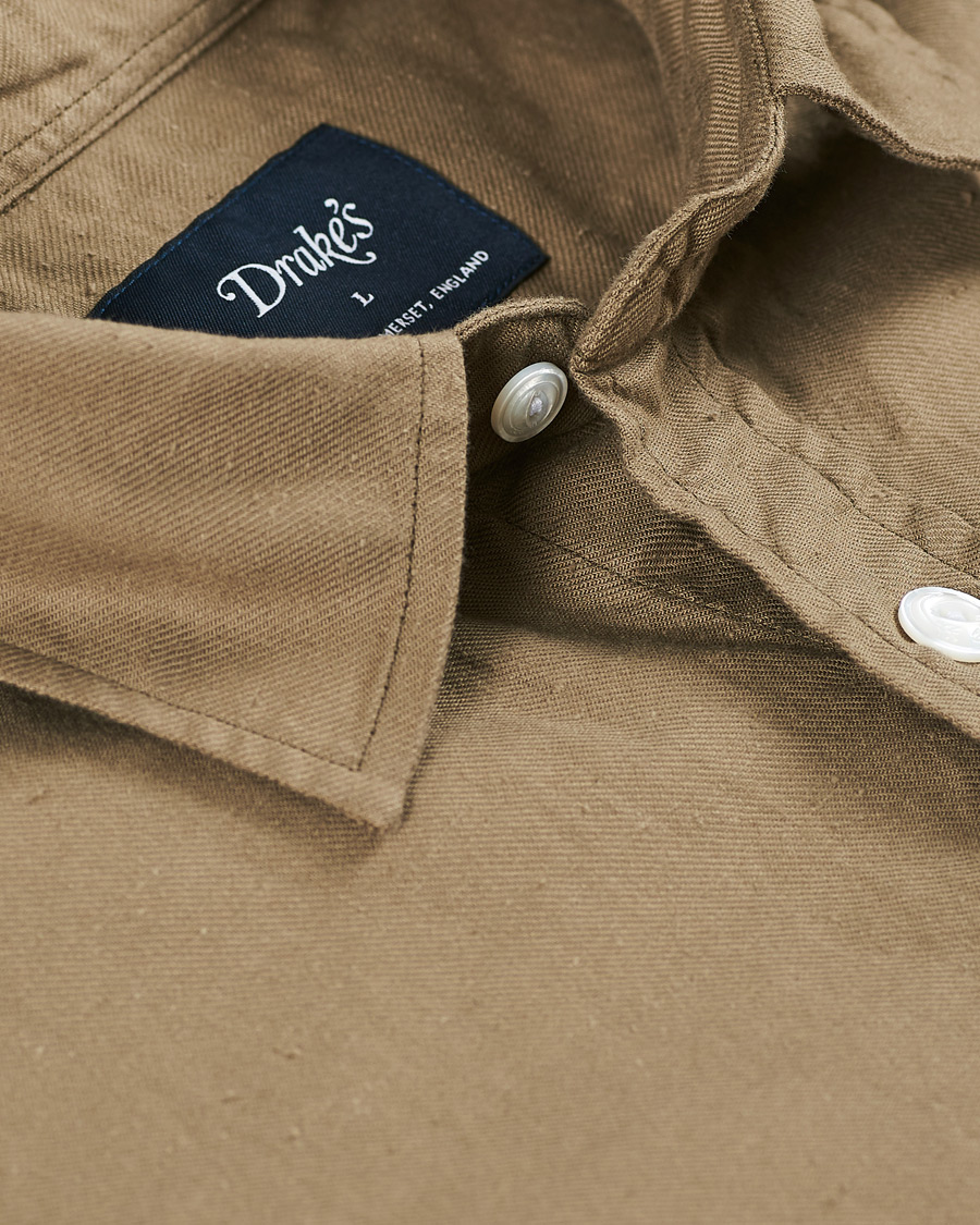 Uomini | Camicie | Drake's | Two Pocket Cotton Work Shirt Khaki