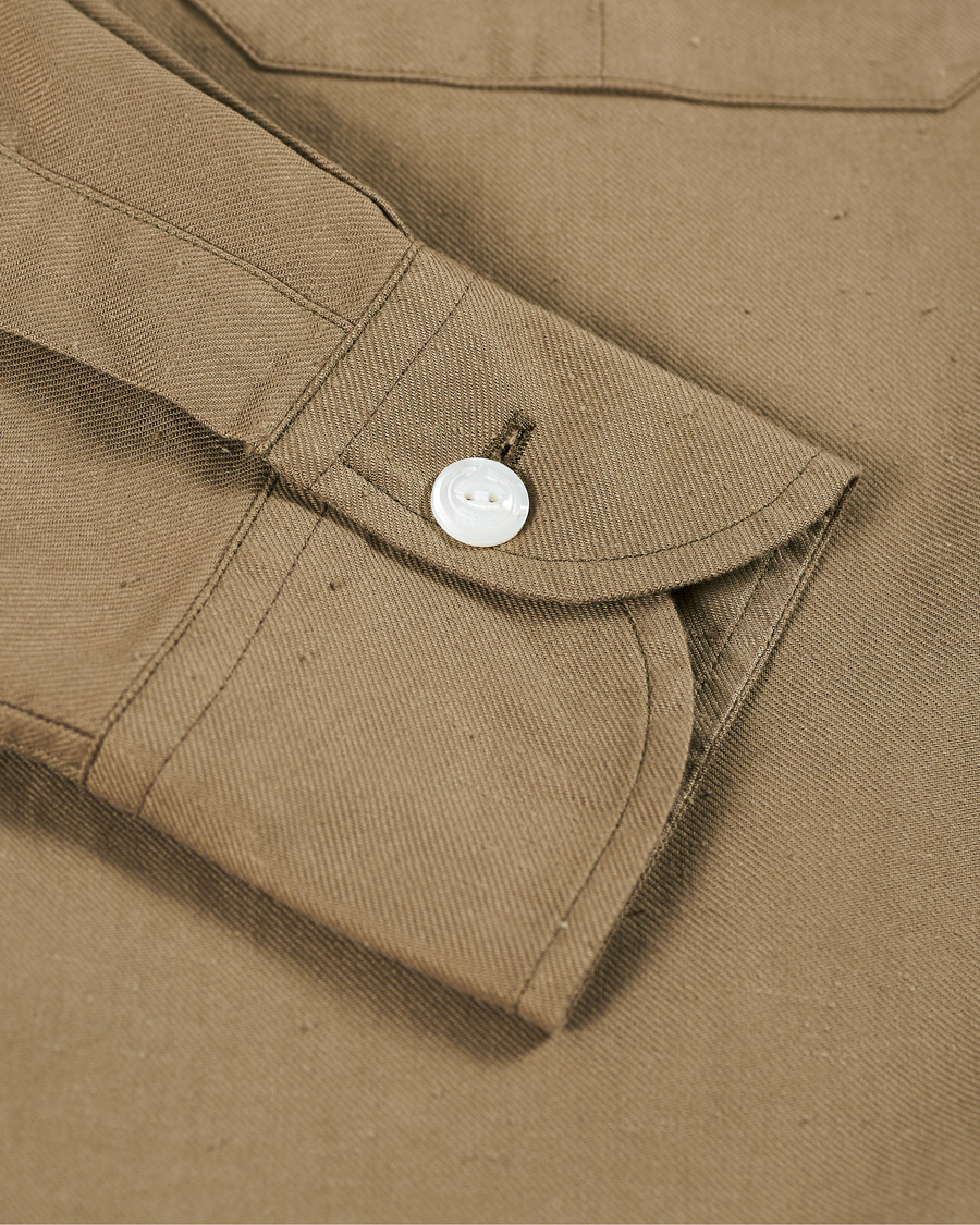 Uomini | Camicie | Drake's | Two Pocket Cotton Work Shirt Khaki