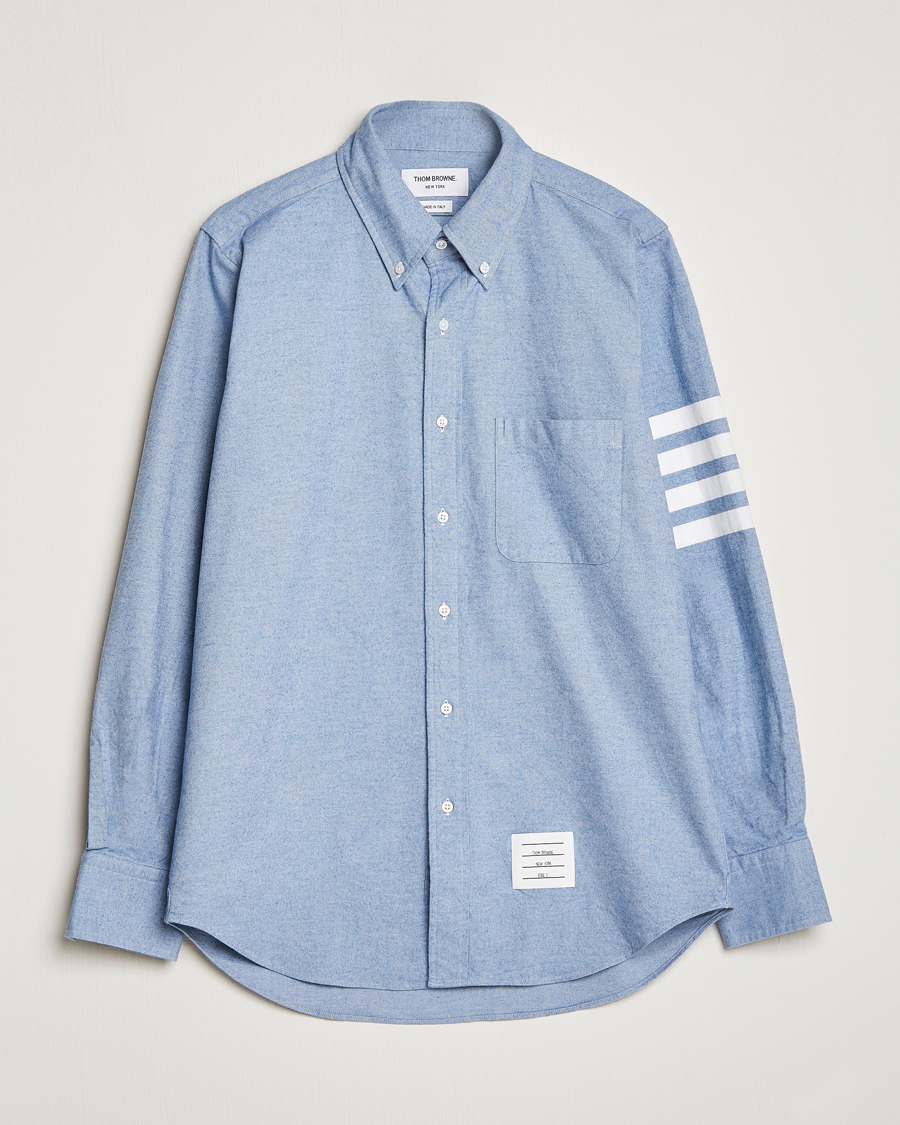 Uomini | Camicie | Thom Browne | 4-Bar Flannel Shirt Light Blue