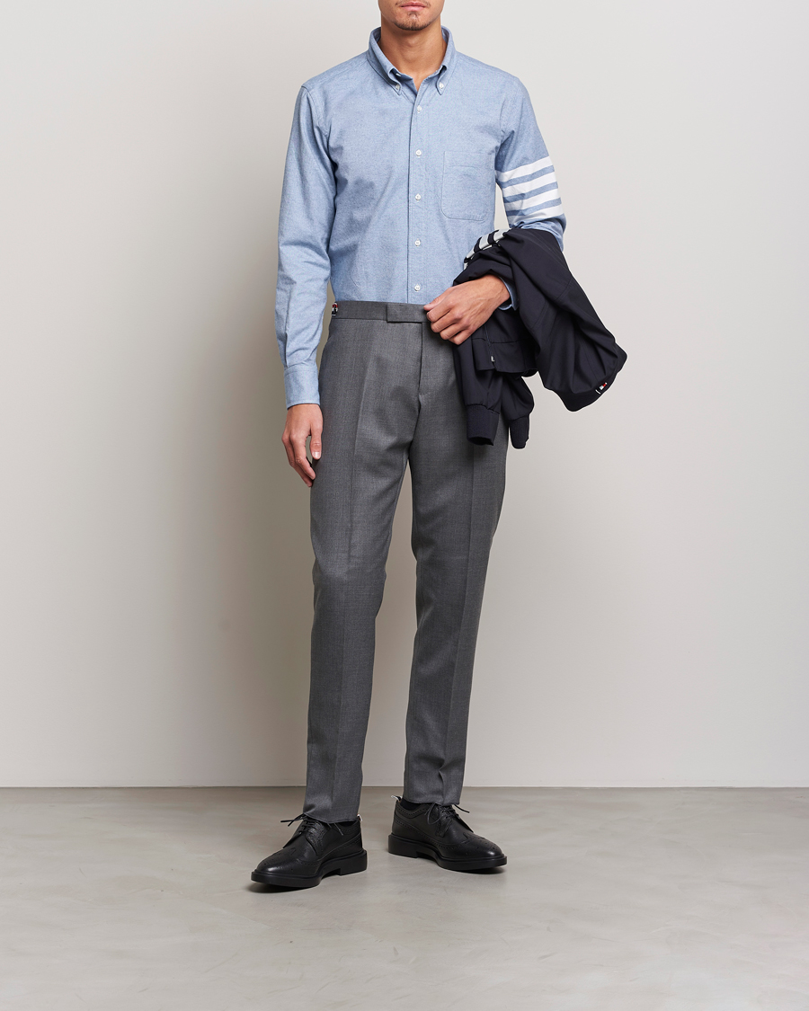 Uomini | Camicie | Thom Browne | 4-Bar Flannel Shirt Light Blue