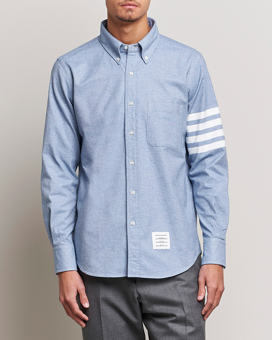 Uomini | Camicie | Thom Browne | 4-Bar Flannel Shirt Light Blue