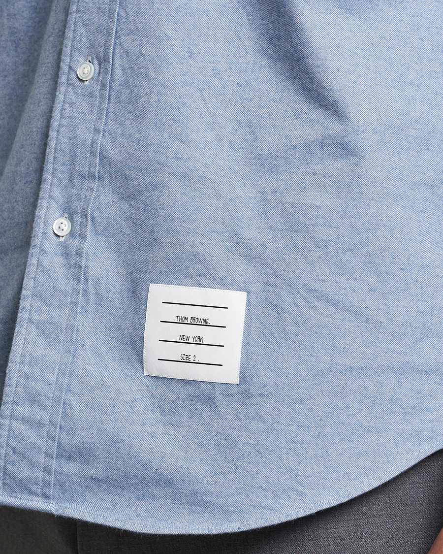 Uomini | Camicie | Thom Browne | 4-Bar Flannel Shirt Light Blue