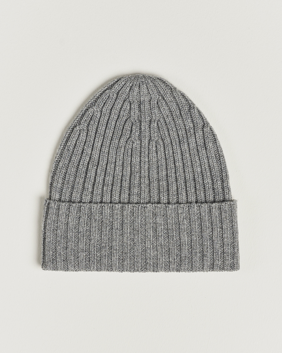 Uomini | Berretti | Piacenza Cashmere | Ribbed Cashmere Beanie Grey Melange