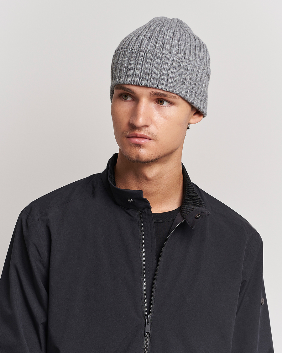 Uomini | Berretti | Piacenza Cashmere | Ribbed Cashmere Beanie Grey Melange
