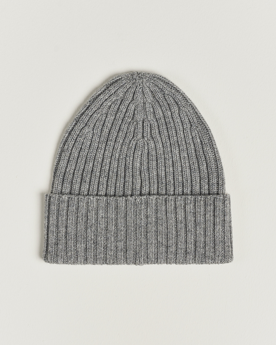 Uomini | Berretti | Piacenza Cashmere | Ribbed Cashmere Beanie Grey Melange