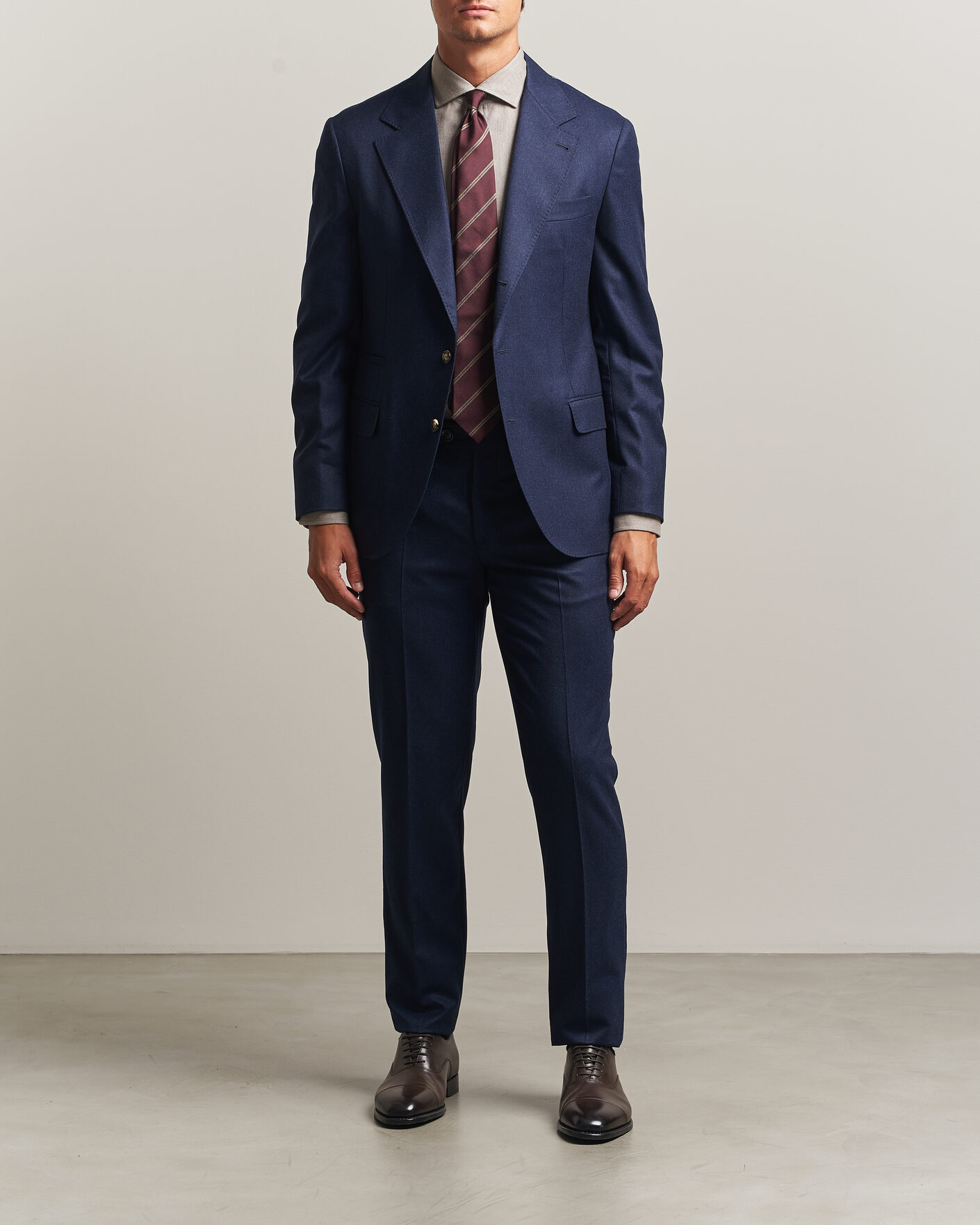 Uomini | Pantaloni | Brunello Cucinelli | Slim Fit Flannel Trousers Navy