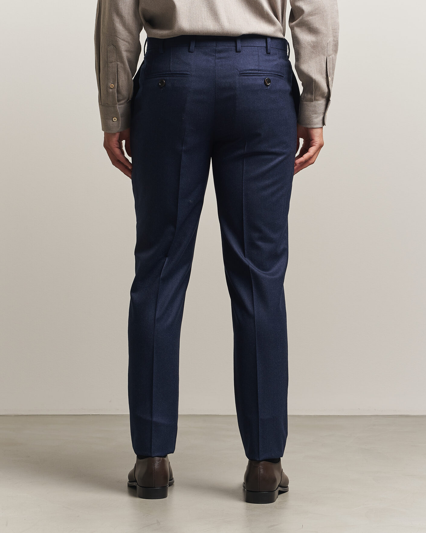 Uomini | Pantaloni | Brunello Cucinelli | Slim Fit Flannel Trousers Navy