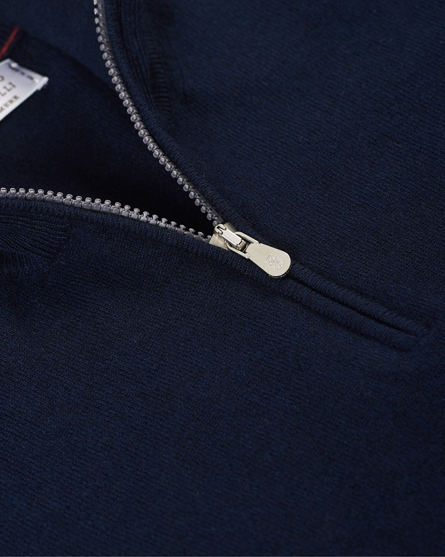 Uomini | Maglieria | Brunello Cucinelli | 2 Ply Cashmere Half Zip Navy