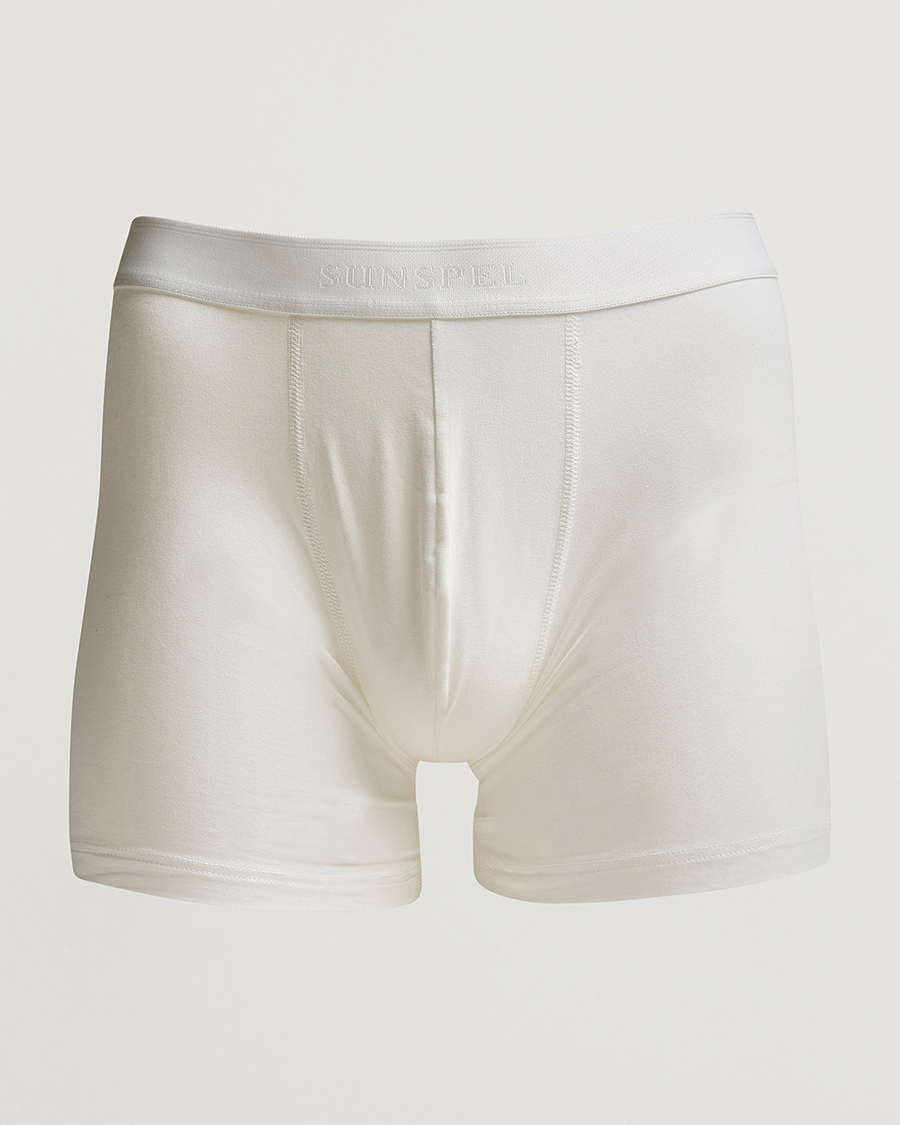 Uomini | Biancheria intima | Sunspel | Long Leg Cotton Stretch Trunk White