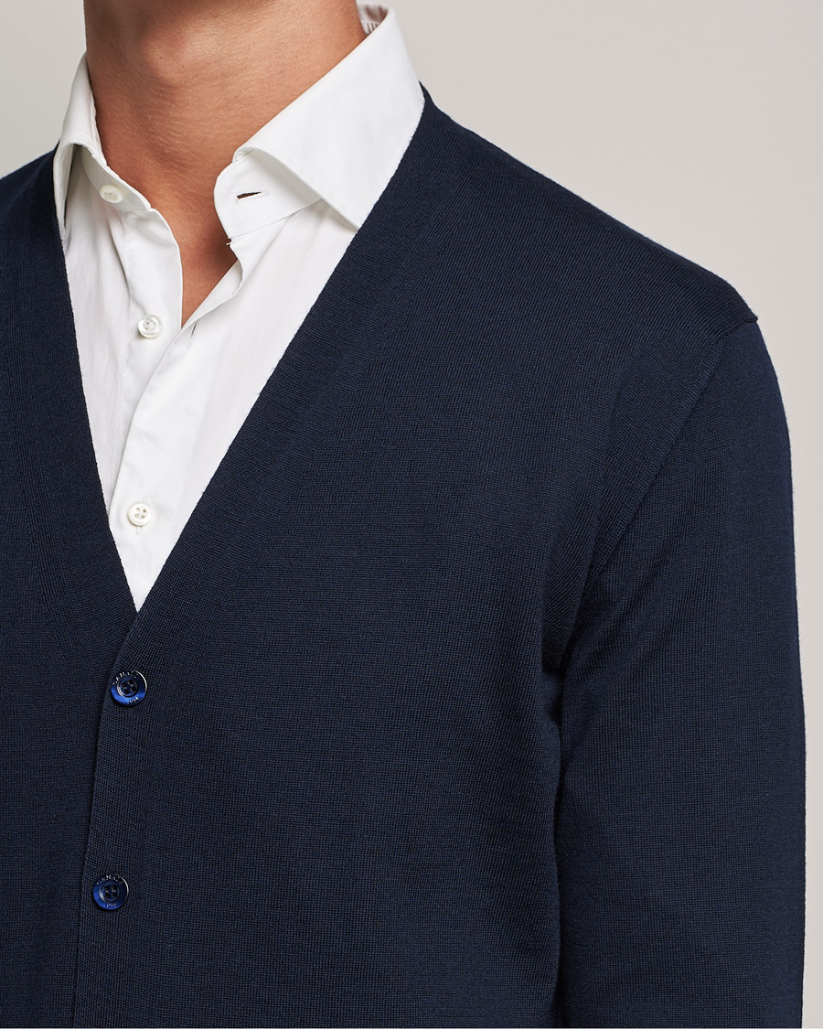 Uomini | Maglieria | Canali | Merino Wool Cardigan Navy