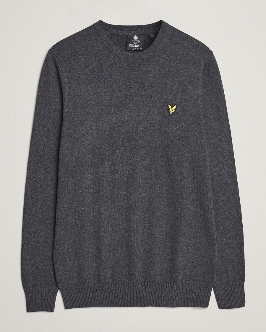 Uomini | Maglieria | Lyle & Scott | Cotton/Merino Crew Neck Jumper Charcoal Marl