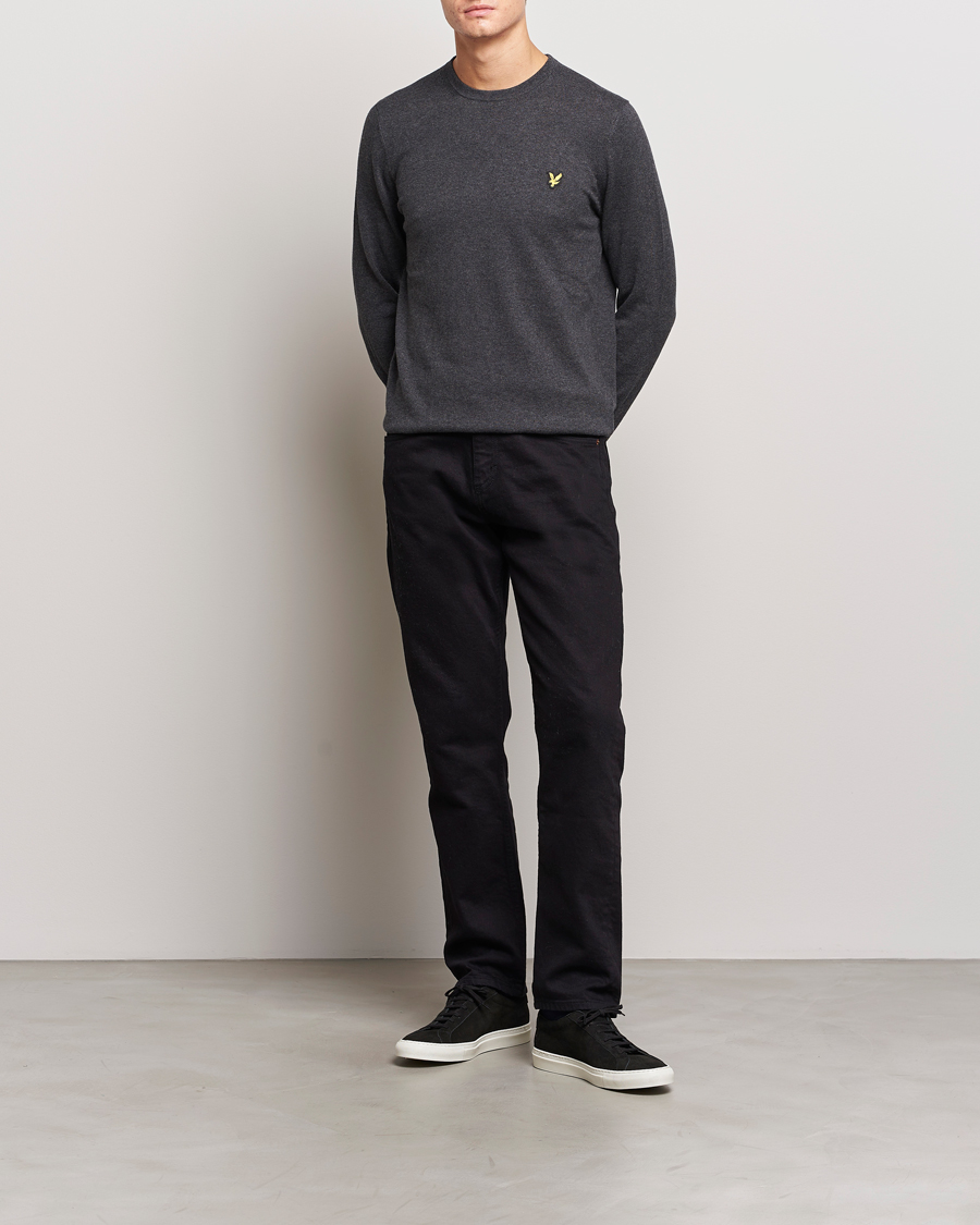 Uomini | Maglieria | Lyle & Scott | Cotton/Merino Crew Neck Jumper Charcoal Marl
