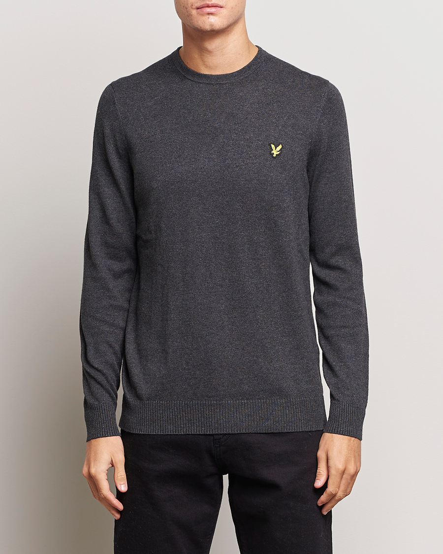 Uomini | Maglieria | Lyle & Scott | Cotton/Merino Crew Neck Jumper Charcoal Marl