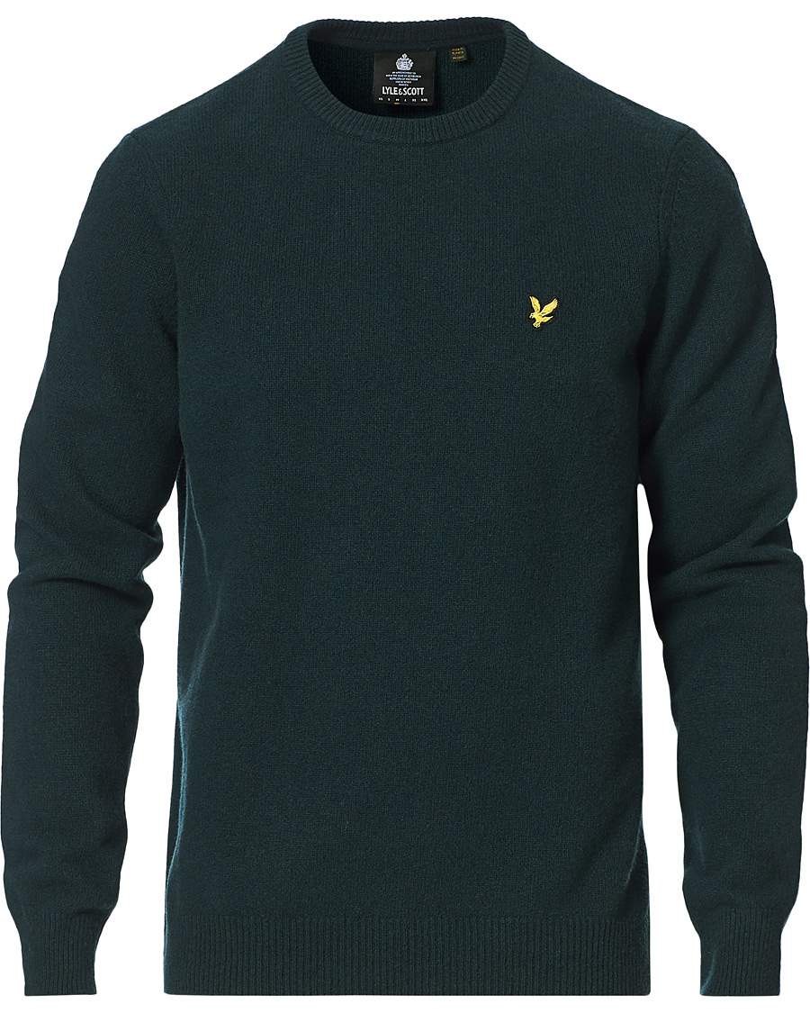 Uomini | Maglieria | Lyle & Scott | Lambswool Crew Neck Pullover Dark Green Marl