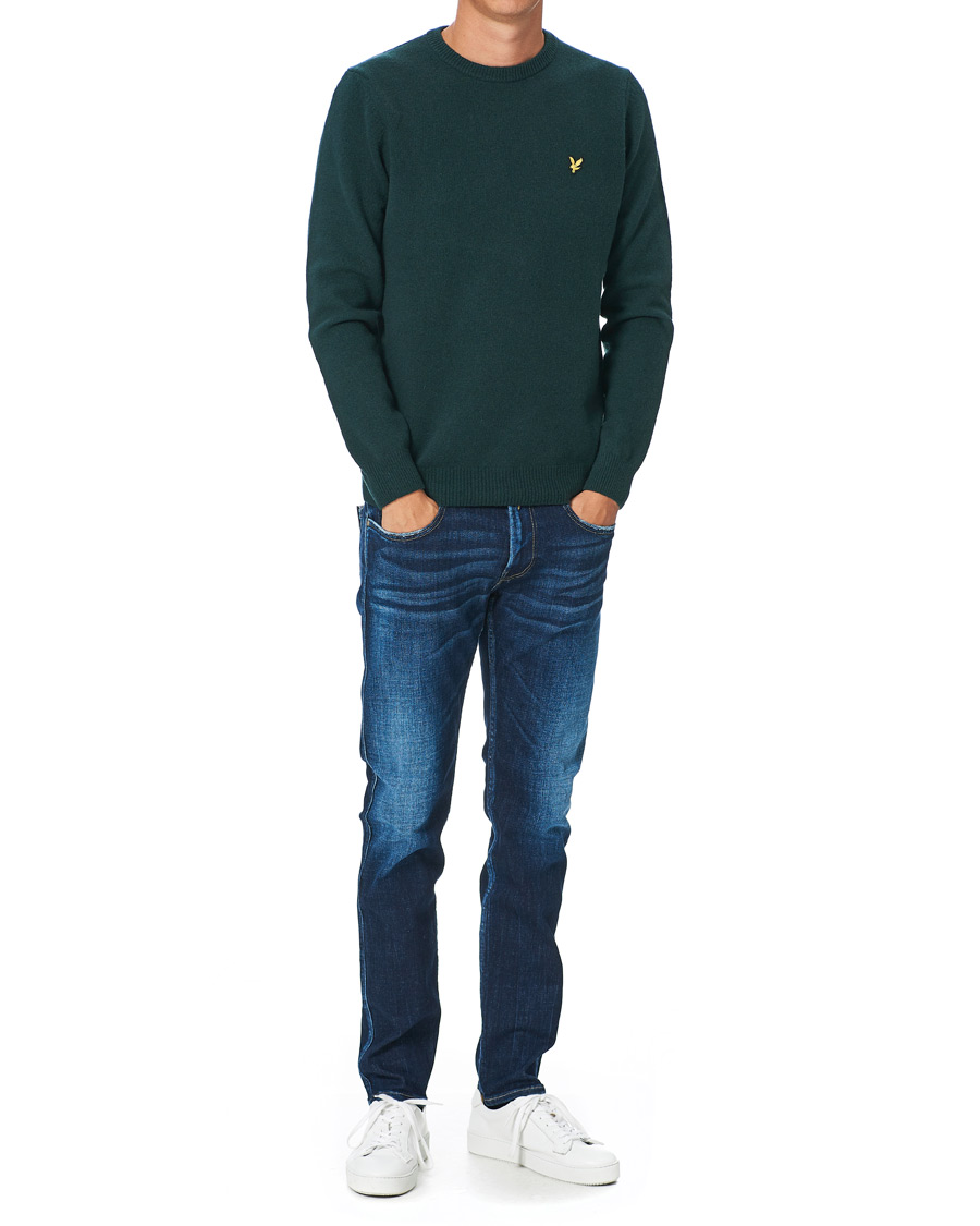 Uomini | Maglieria | Lyle & Scott | Lambswool Crew Neck Pullover Dark Green Marl