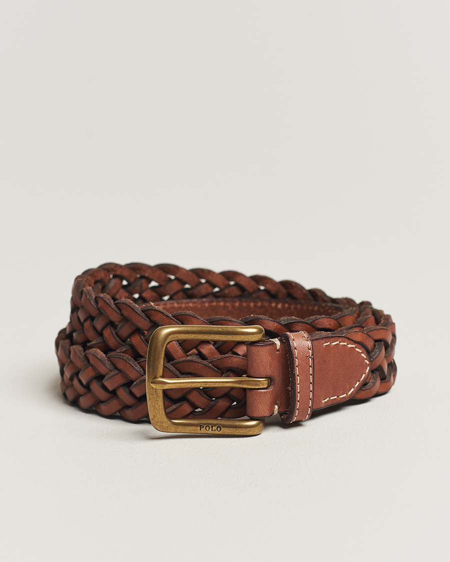 Uomini | Polo Ralph Lauren Leather Braided Belt Saddle Brown | Polo Ralph Lauren | Leather Braided Belt Saddle Brown