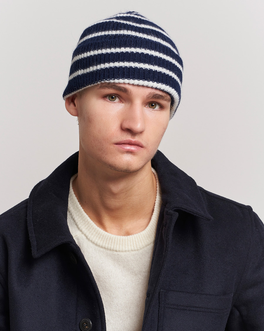 Uomini | Berretti | Le Bonnet | Lambswool/Caregora Beanie Midnight Stripe