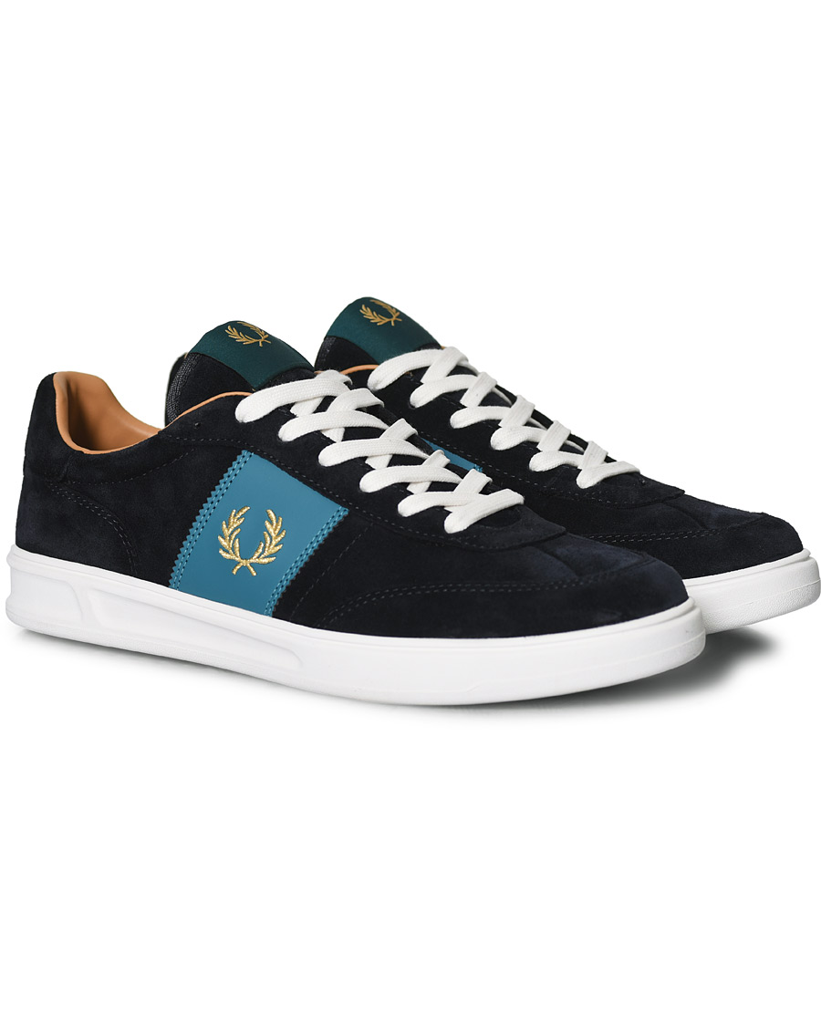 Uomini | Fred Perry Suede Panel Sneakers Navy | Fred Perry | Suede Panel Sneakers Navy