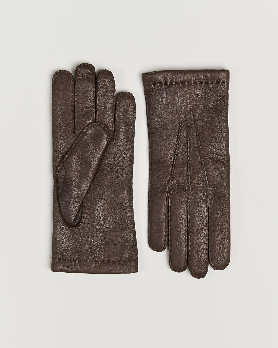 Uomini | Hestra Peccary Handsewn Cashmere Glove Espresso | Hestra | Peccary Handsewn Cashmere Glove Espresso
