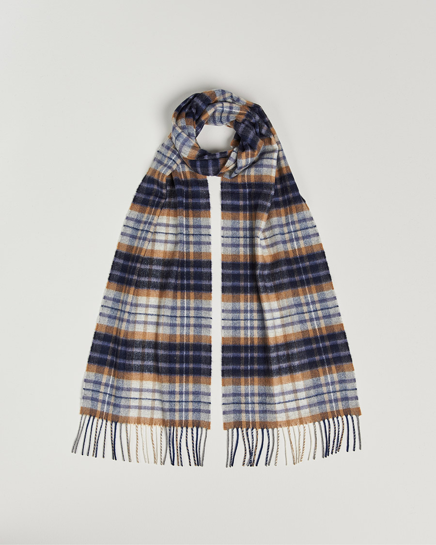 Uomini | Johnstons of Elgin Cashmere Scarf Navy/Brown | Johnstons of Elgin | Cashmere Scarf Navy/Brown