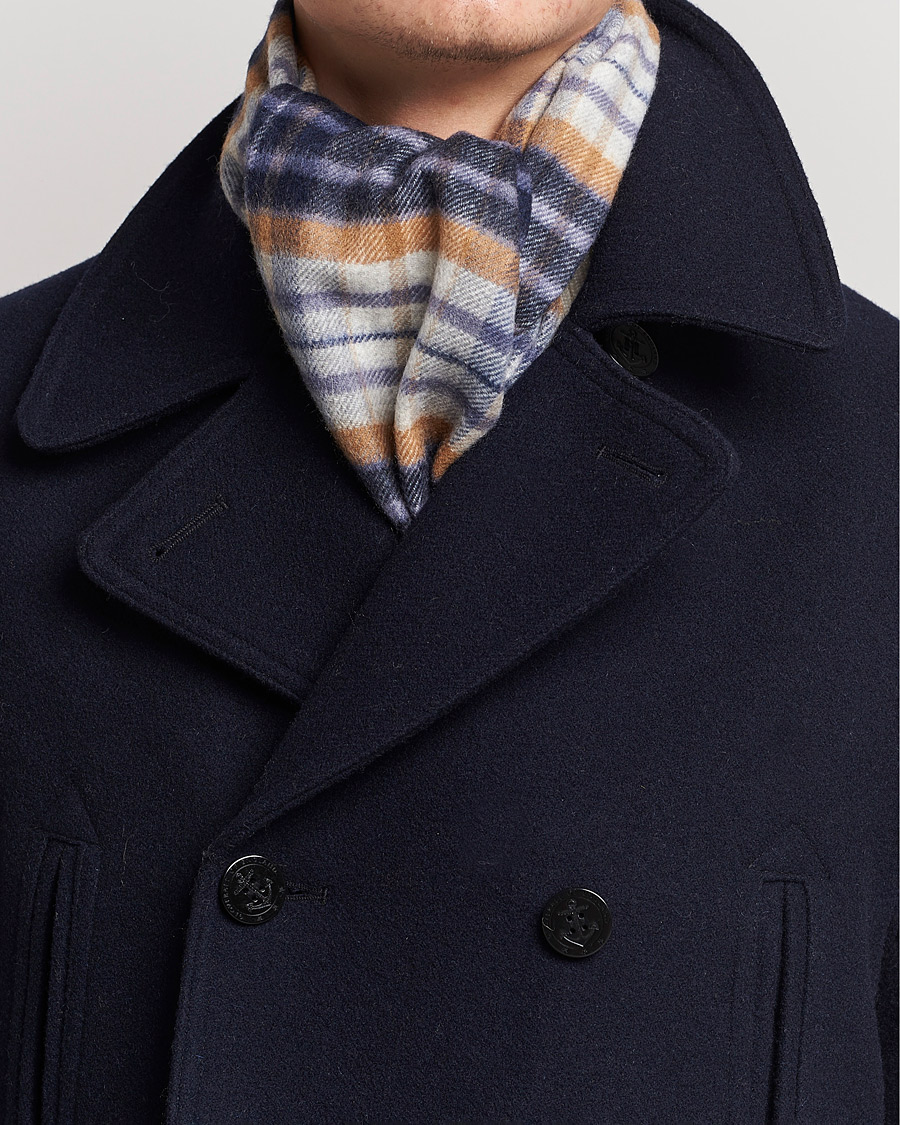 Uomini | Johnstons of Elgin Cashmere Scarf Navy/Brown | Johnstons of Elgin | Cashmere Scarf Navy/Brown
