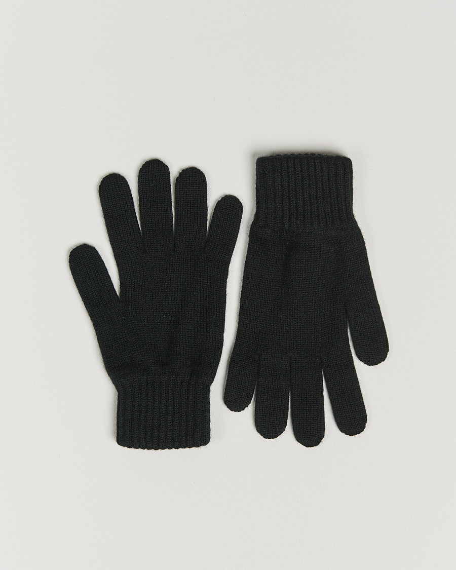Uomini | Johnstons of Elgin Knitted Cashmere Gloves Black | Johnstons of Elgin | Knitted Cashmere Gloves Black