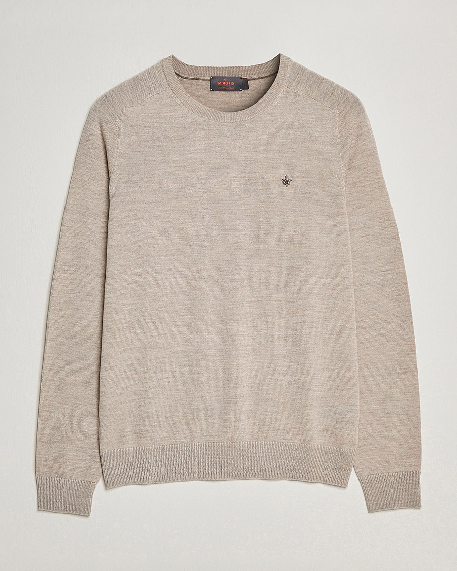 Uomini | Maglieria | Morris | Merino O-Neck Khaki Melange