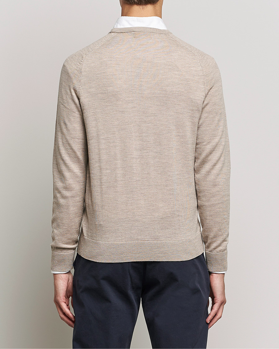 Uomini | Maglieria | Morris | Merino O-Neck Khaki Melange