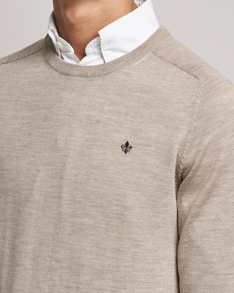 Uomini | Maglieria | Morris | Merino O-Neck Khaki Melange