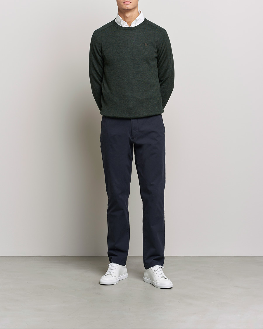 Uomini | Maglieria | Morris | Merino O-neck Olive Melange