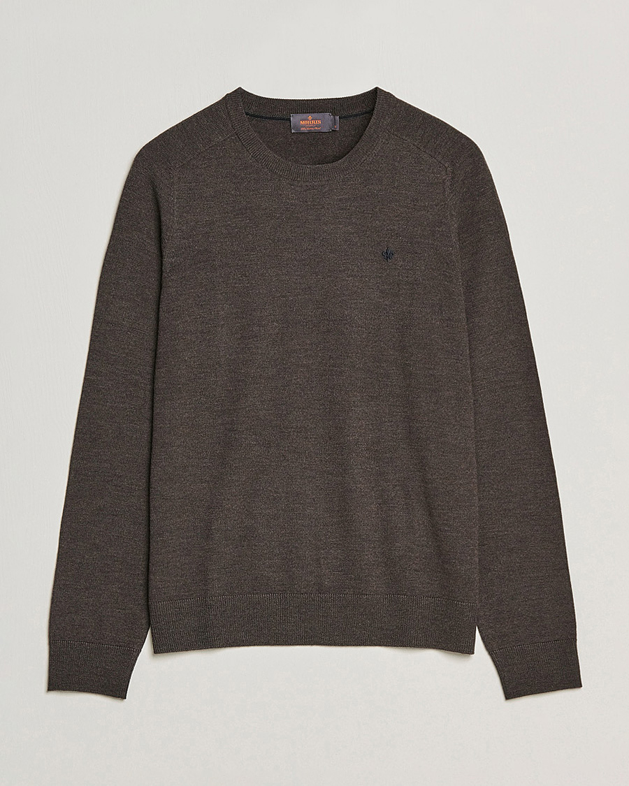 Uomini | Maglieria | Morris | Merino O-neck Brown Melange