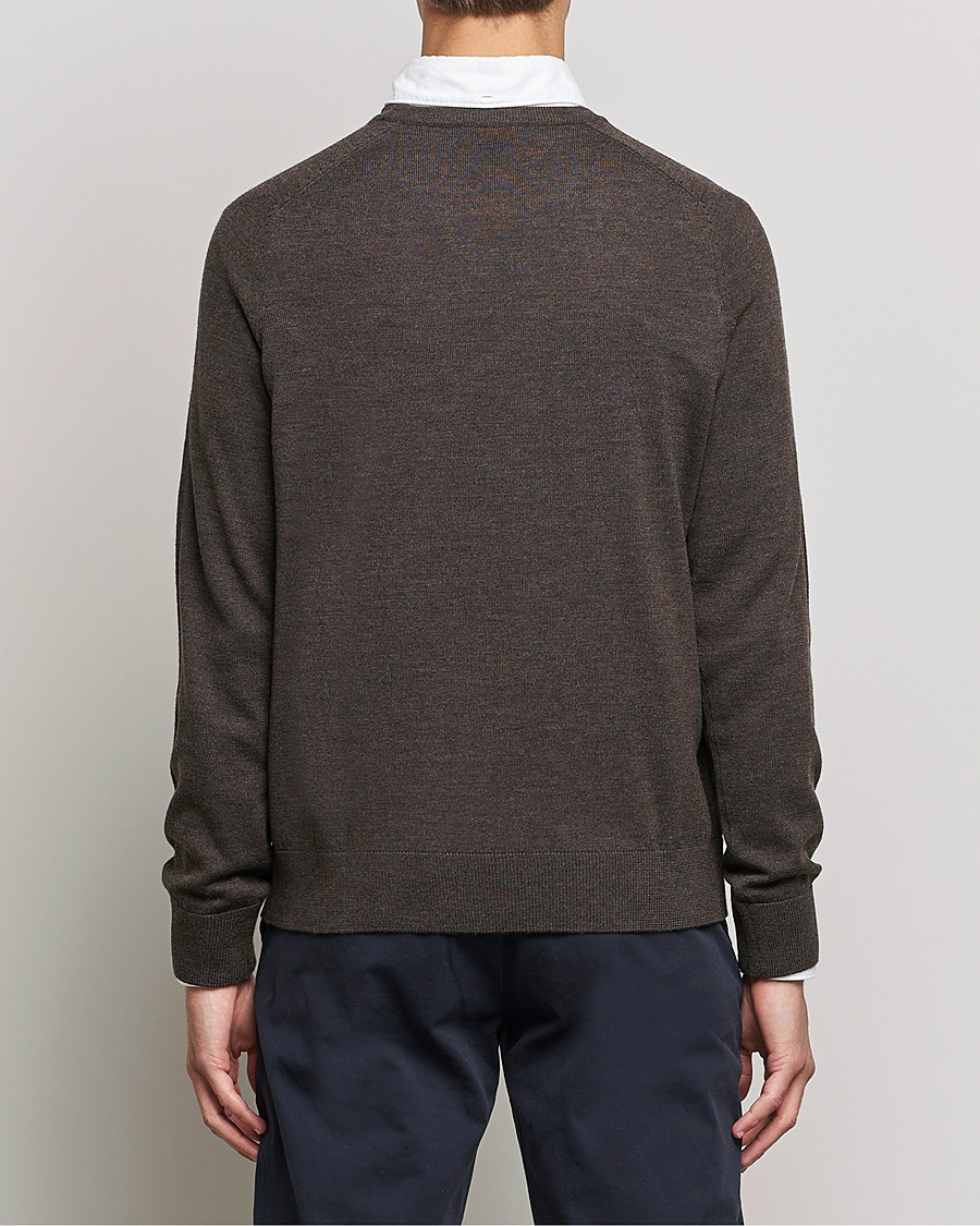 Uomini | Maglieria | Morris | Merino O-neck Brown Melange