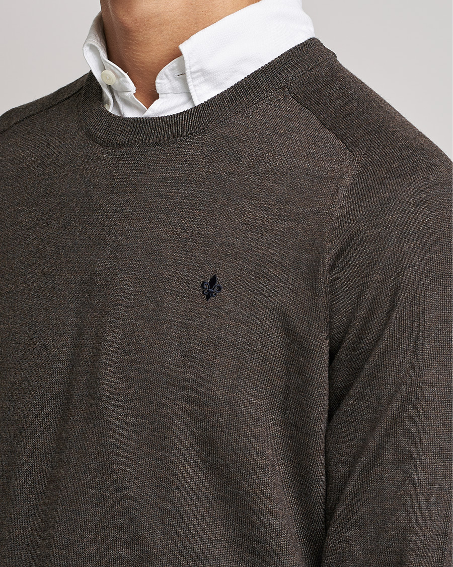 Uomini | Maglieria | Morris | Merino O-neck Brown Melange